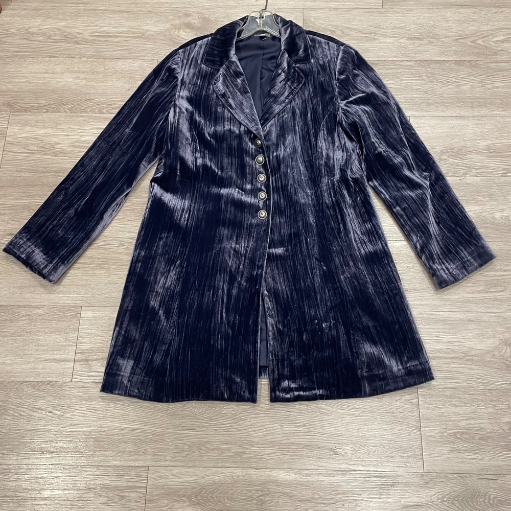 Womens Purple Crushed Velvet Blazer Whimsigoth Y2K Vamp Dark Boho M Eclectic
